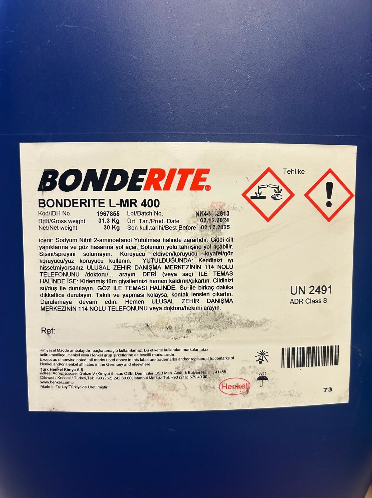 Henkel Bonderite L-MR 400 Tam Sentetik Taşlama Sıvısı 30 kg
