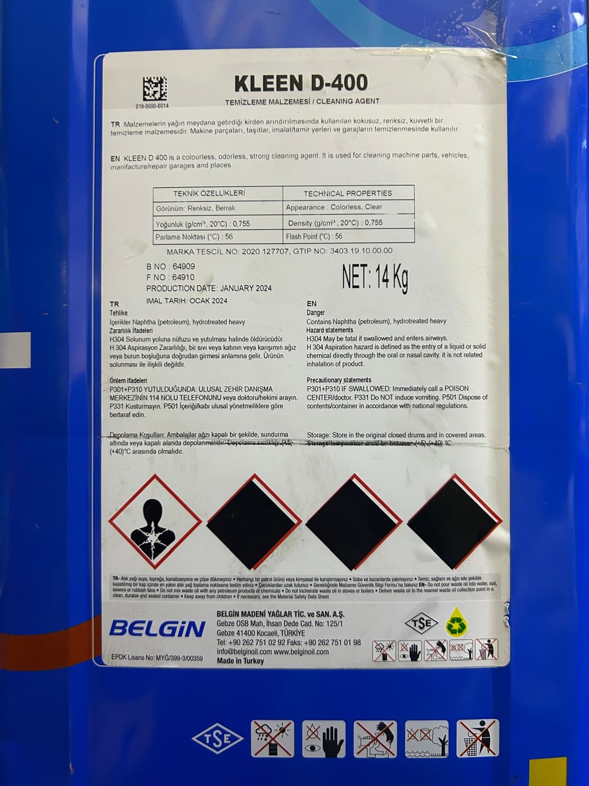 BELGİN KLEEN D 400 14 KG